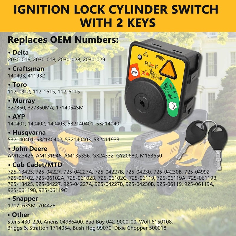 RAMATA 925-06119C 725-13425 Ignition Starter Switch with Key Fit for Cub Cadet Parts XT1-LT42 XT1-LT46 XT2-LX42 JD Troy Bilt TB30R TB42 TB46 MTD Craftsman Riding Lawn Mower Replace 725-04227 725-06119 - Image 2